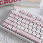 Cute Pink Bear Postcard Artisan Keycaps Set for Mechanical Keyboard - Kawaii Aesthetic Design Keycap | Keyartisan®